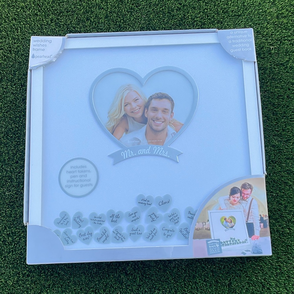 Wedding Guest Book Frame with Heart Tokens